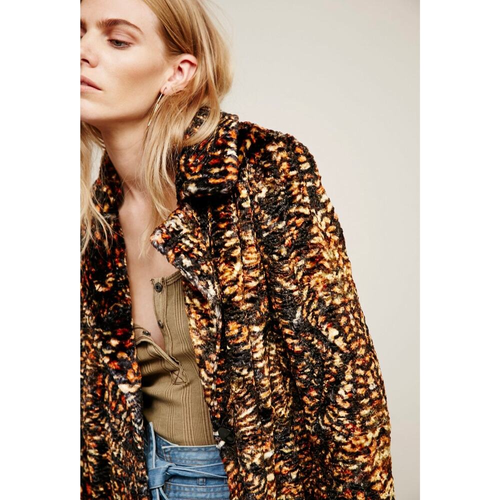 Rare Free People Retro Faux Fur Jacket Black Fire Coat New Medium $600 - Picture 3 of 8